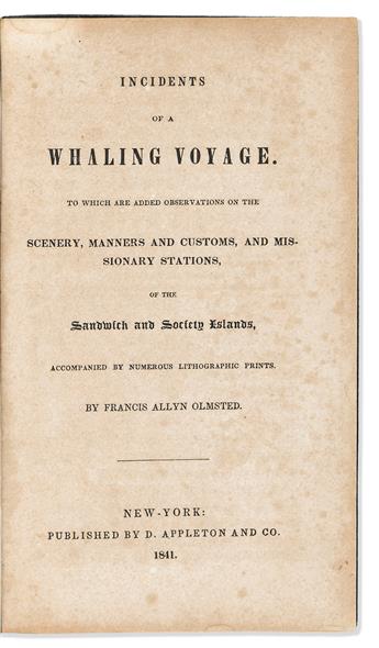 Olmsted, Francis Allyn (1819-1844) Incidents of a Whaling Voyage, with Two Copies of the Surfing Plate.